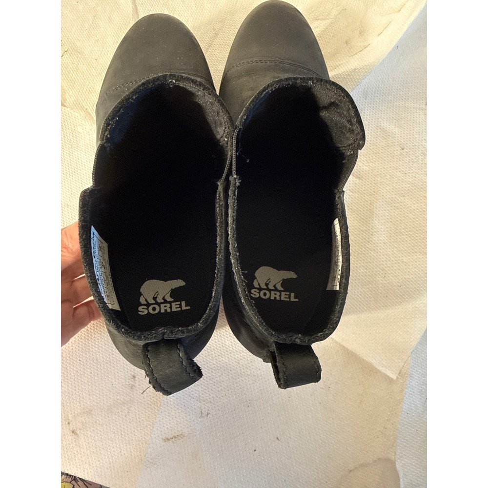 Sorel Joan of Arctic Wedge II Chelsea Boots Black Leather Waterproof Ankle Sz 9 - Picture 10 of 14
